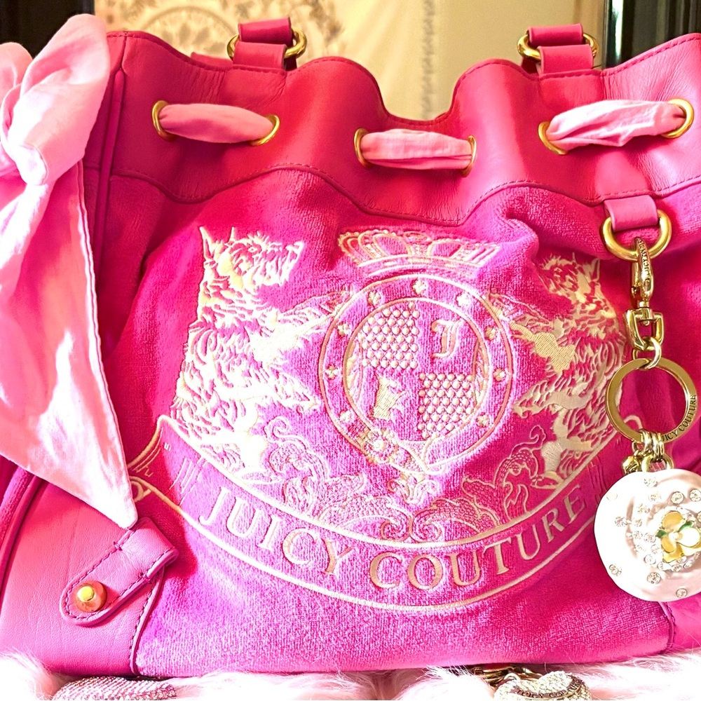 Vintage Juicy Couture Hot Pink Scottie Dog Daydreamer with Pink Cupcake Charm